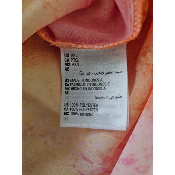 NWT JM Collection Petite Dye Dreams Tie-Front Blouse PXL Tangerine - Picture 10 of 15